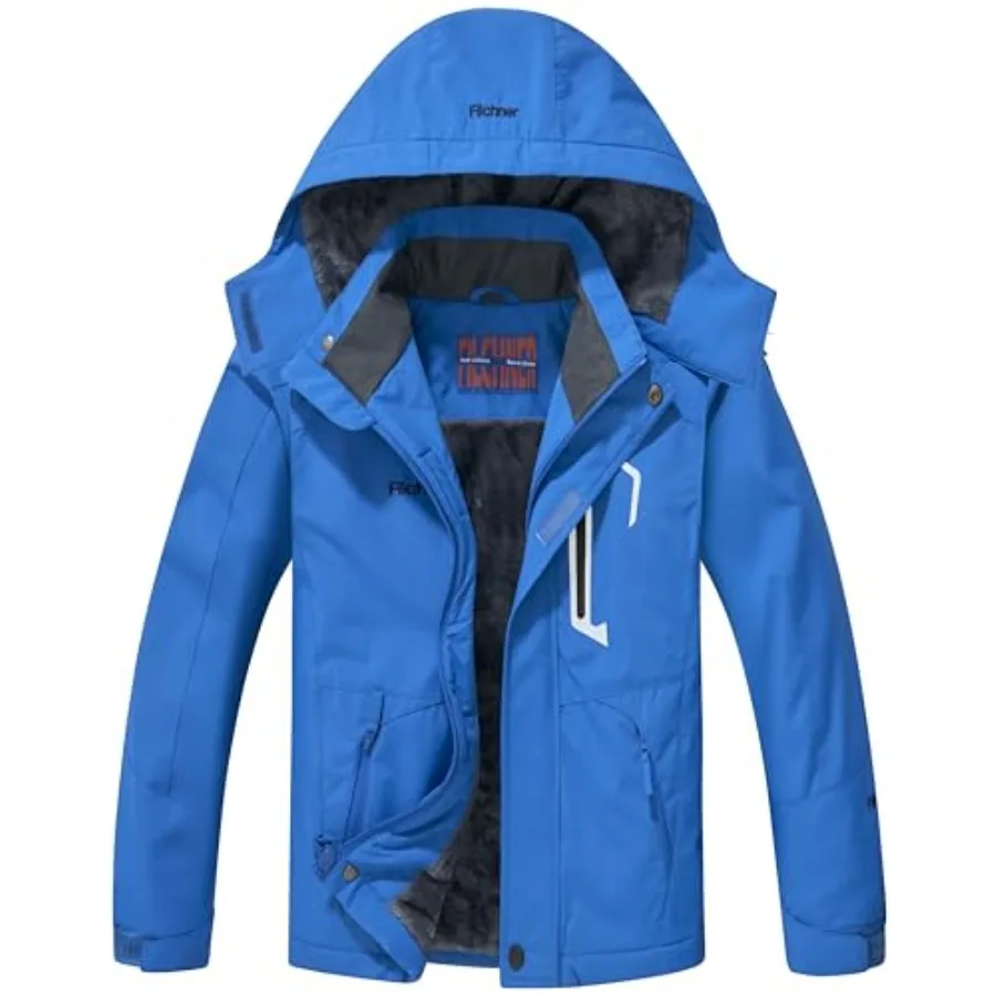 

Детская лыжная куртка для мальчиков, водонепроницаемая зимняя куртка с флисовой подкладкой, съемным капюшоном и светоотражающими полосами