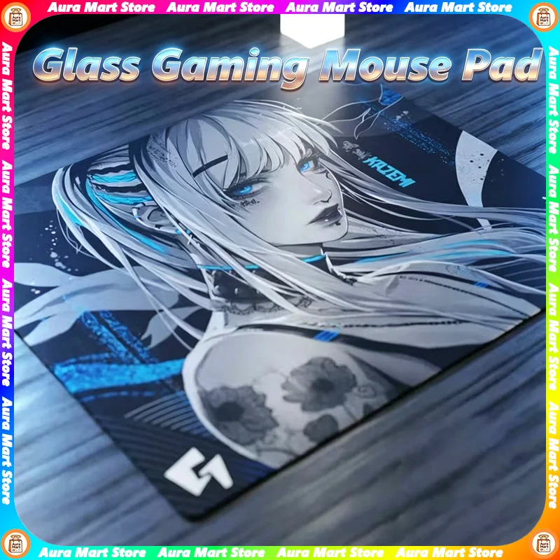 GLSSWRKS Hana Glass Gaming Mouse Pad YUME Smooth Frosted Surface Upgrade Coated  Full Coverage Primer Desk Mat for FPS Game pad