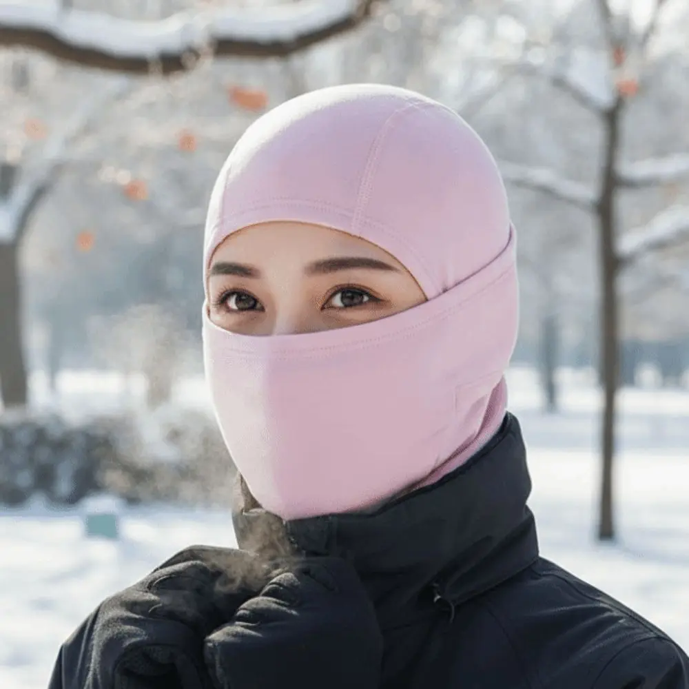 Thermal Fleece Full Face Mask Full Cover Elastic Fit Winter Ski Hood Soft Texture Unisex Design Motorcycle Neck Warmer