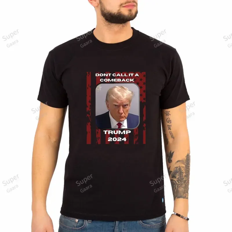 Funny Trump 2024 Prisoner Mugshot Not Guilty Limited Edition Theme Cotton Tshirts for Men Men Dedicated Y2k Clothing Streetwear