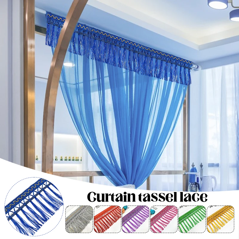 

11.5M Tassel Fringe Trimming For DIY Sewing Sofa Table Skirt Lace Ribbon Silk Tassel Gold Trim Curtain Upholstery Decor Crafts