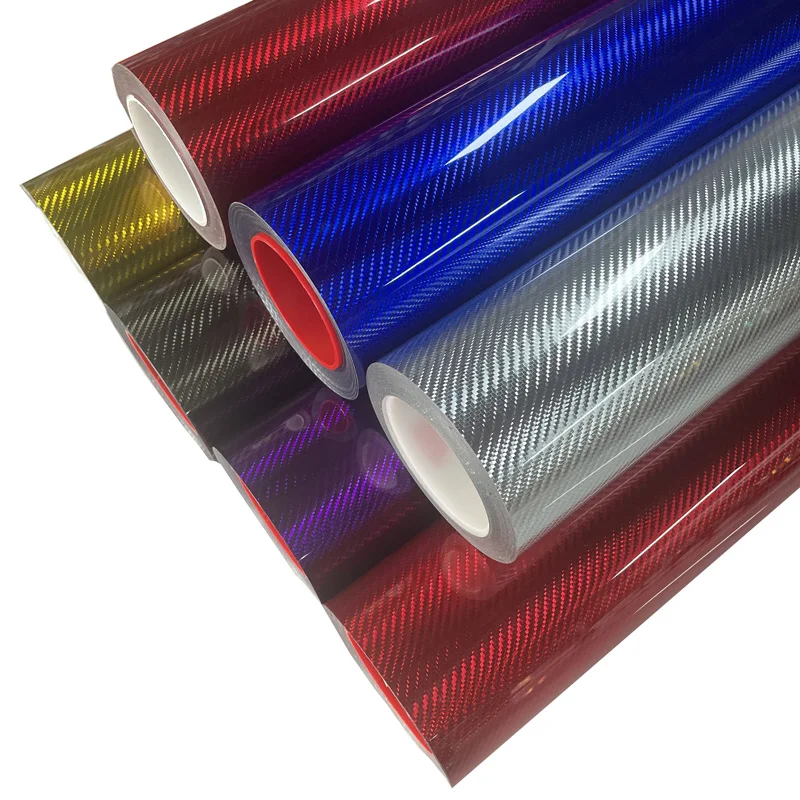 Premium PET Hochglanz 5D Chrom Carbonfaser-Vinylfolie Selbstklebende Aufkleberrolle für Motorrad und Auto