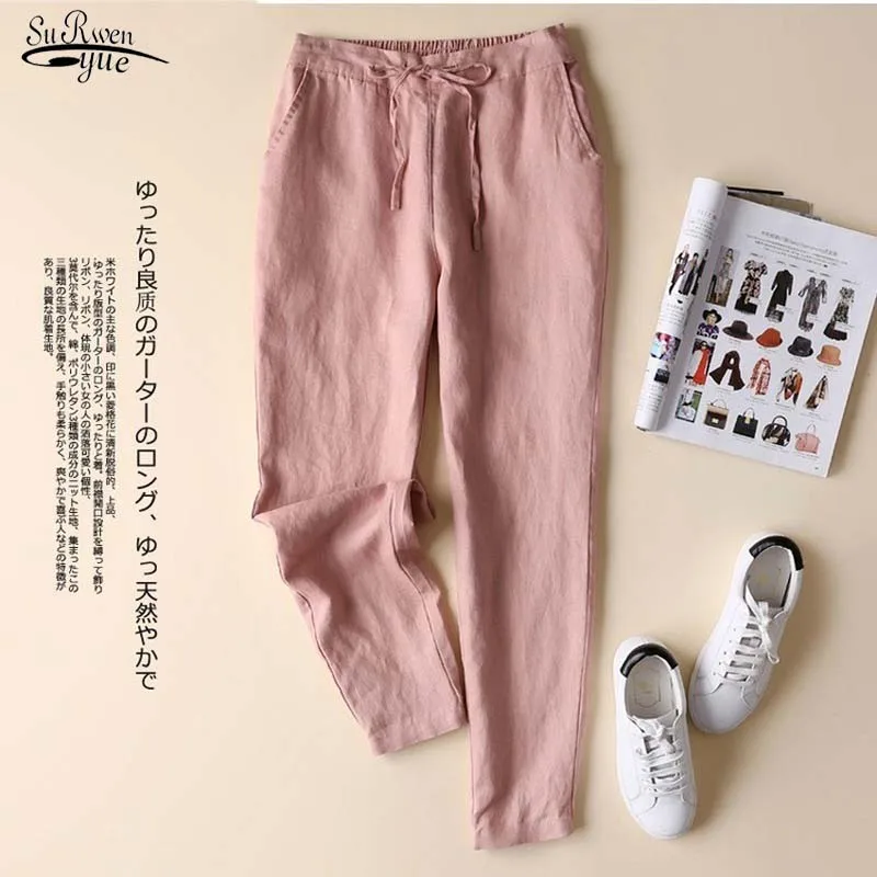 

Spring Loose S-5XL Brand Design Cotton Trousers Women Casual Cotton Linen Pants Women Elegant Trousers Formal Pencil Pants 19724