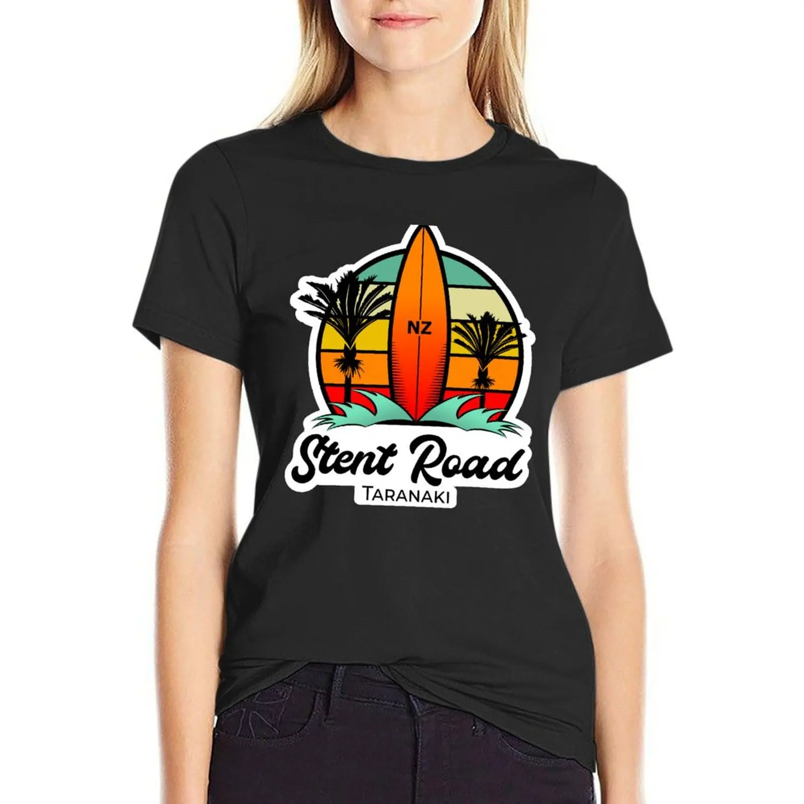 

Stent Road, Surf HIghway 45, Surf Design, New Zealand T-Shirt summer top blacks plain workout shirts for Women