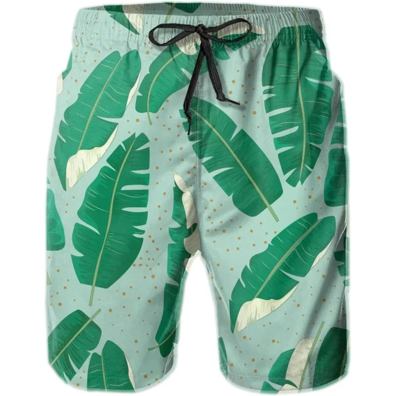 

Мужские пляжные шорты, шорты с 3D-принтом тропического бананового листа, мужские летние дышащие шорты, шорты для фитнеса, мужские Ropa Hombre