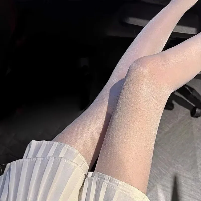 لامعة الحرير جوارب طويلة مثير المرأة بريق مشرق بيرليسسينت بلينغ بلينغ جوارب الجوارب التحكم أعلى جوارب طويلة سليم الفخذ السراويل #6