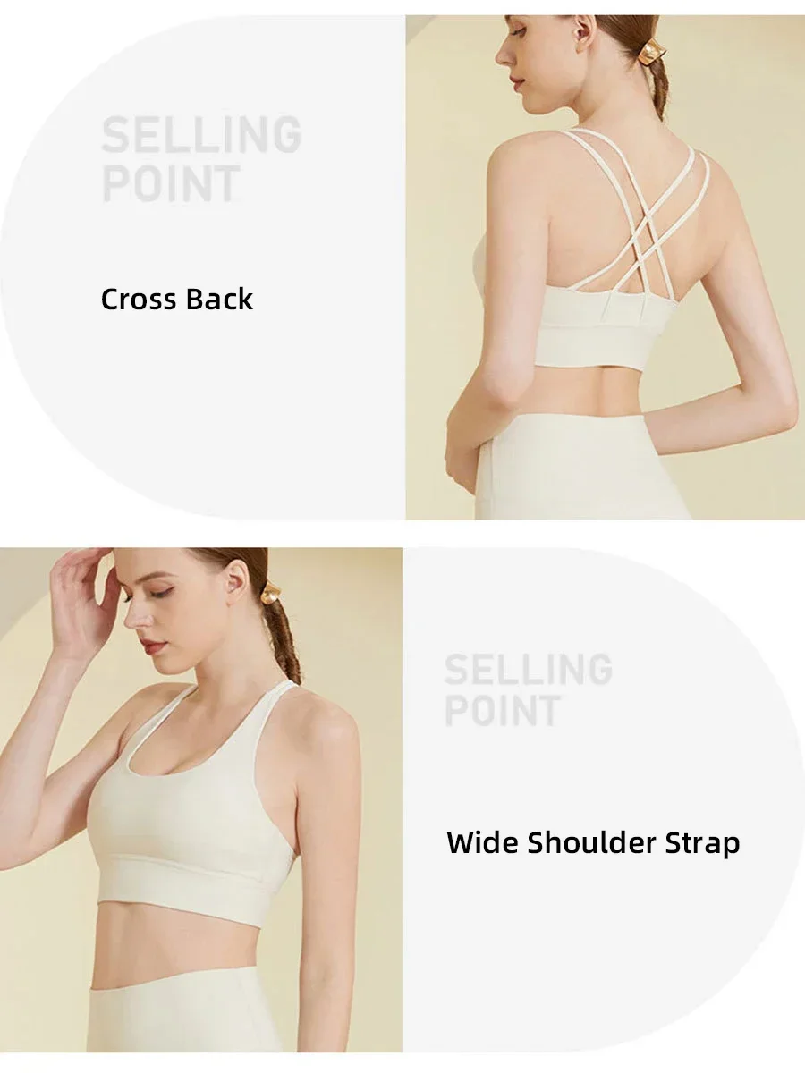 2 Piece Women's Yoga Sportswear Set High Intensity Cross Back Yoga Vest  High Elasticity Yoga Leggings Outdoor Running Sport Set