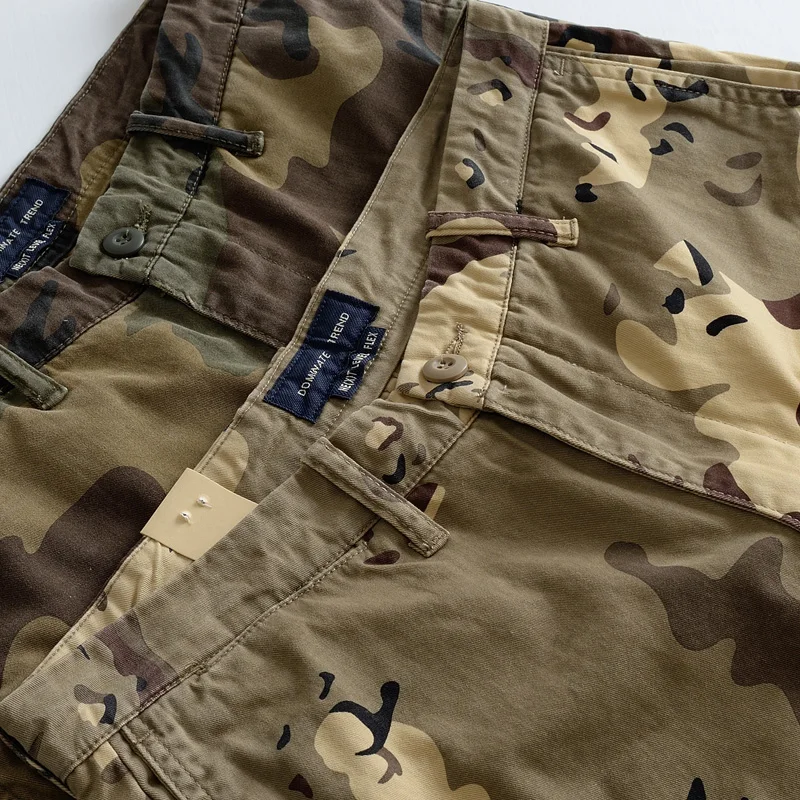 Summer New Men\'s camo casual casual loose cotton straight-tube cargo shorts multi-pocket pants