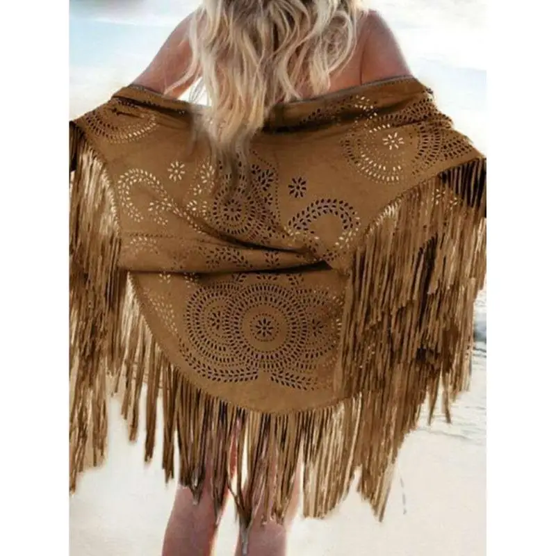 

652F Женский жилет без рукавов с кисточками и бахромой, кардиган, жилет, куртки, верхняя одежда, топы