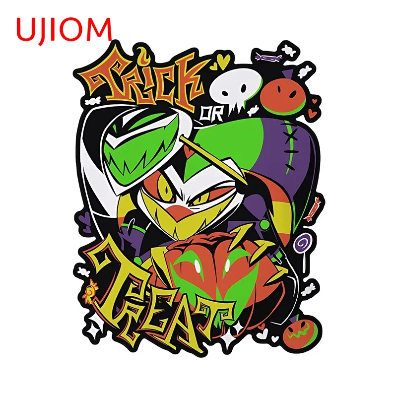 UJIOM 13cm × 10.3cm Halloween Helluva Boss Fizzarolli Wall Stickers Cool Anime Posters Decals Fantastic Kids Room Decoration