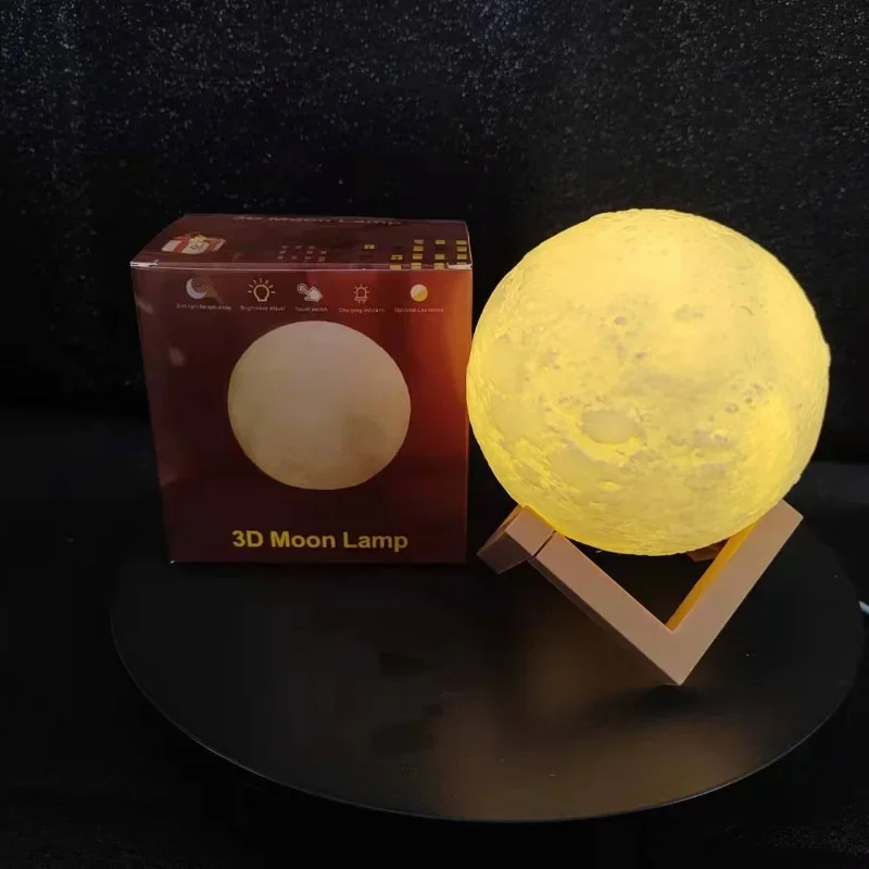 8cm Moon Lamp 3D Creative Night Light Children Gift Mini Moon Light Galaxy Table Lamp Room Lights Decor With Stand Night Lamp