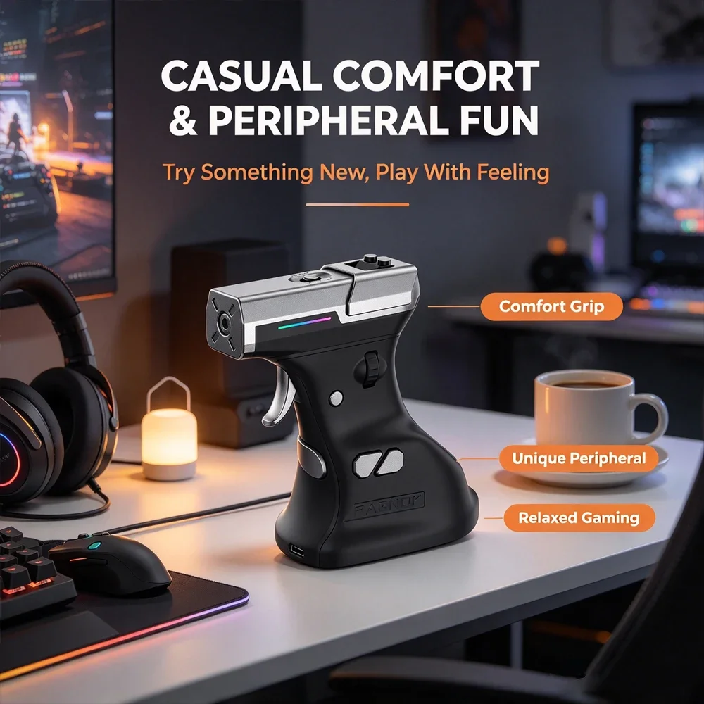 1 unidade de rato para jogos com empunhadura de pistola FPS e efeito de recuo, rato vertical ergonómico, rato de computador sem fios ou com fio USB, p