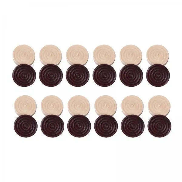 

Brown Wooden Checkers Draughts Pieces Traditional Board Game Chess Game Accessories Stackable Ridge for Learning Games Kids