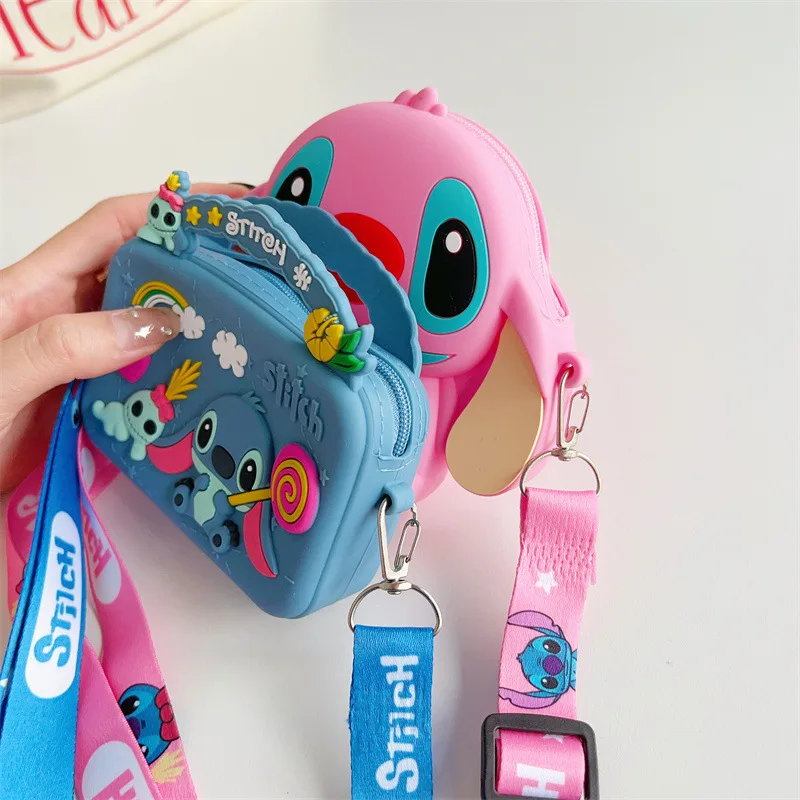 Disney figura de dibujos animados Stich bolso de silicona bolso de hombro Lilo & Stitch moda para chicas accesorios monedero regalos de navidad
