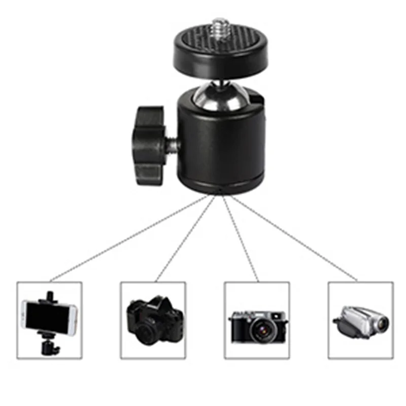 Swivel Mini Ball Head Screw Tripod Mount Degree Rotating Mount Base Adapter Aluminium Alloy For DSLR Cameras And Various Devices