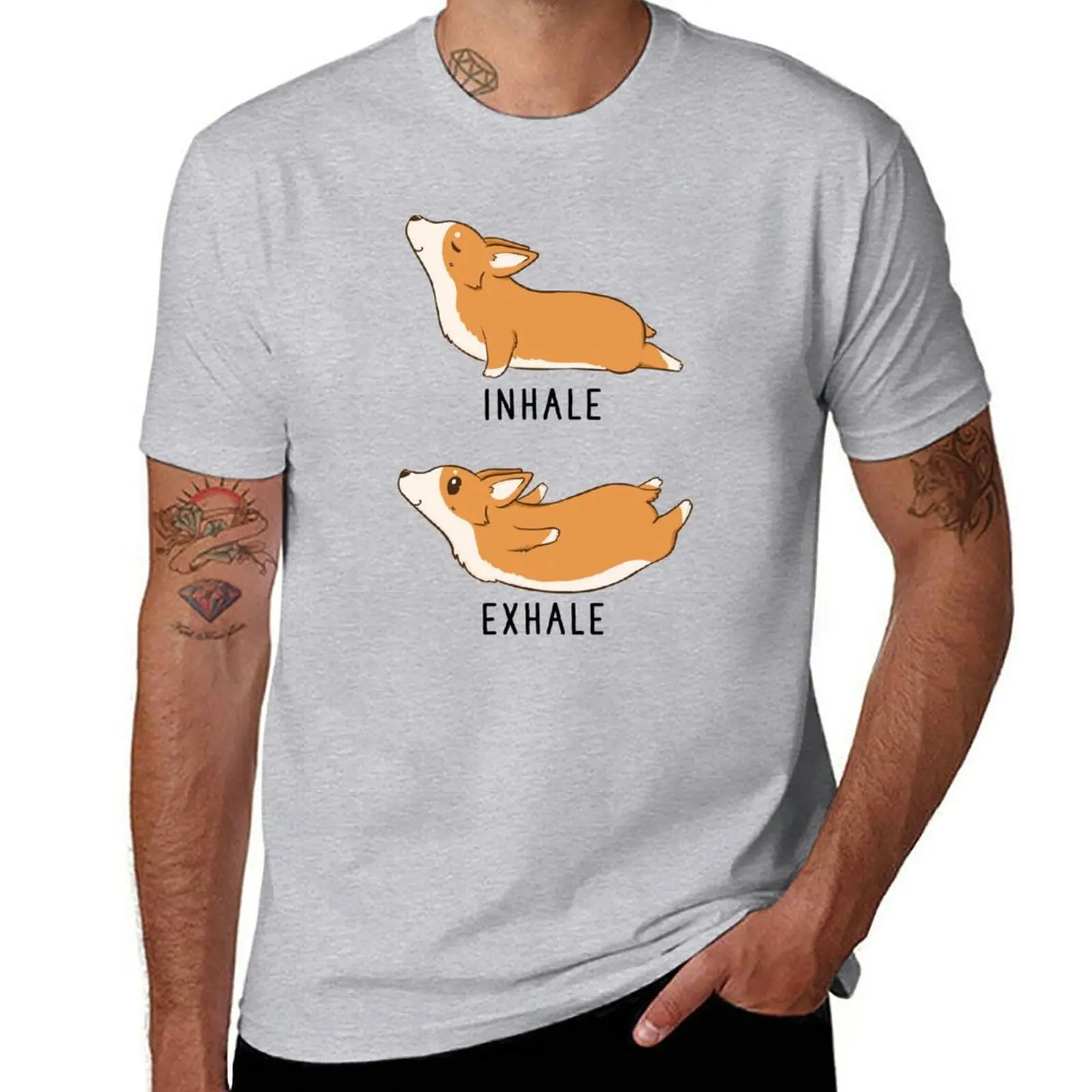 New Inhale Exhale Corgi Yoga T-Shirt Aesthetic clothing custom t shirts quick drying t-shirt mens vintage t shirts