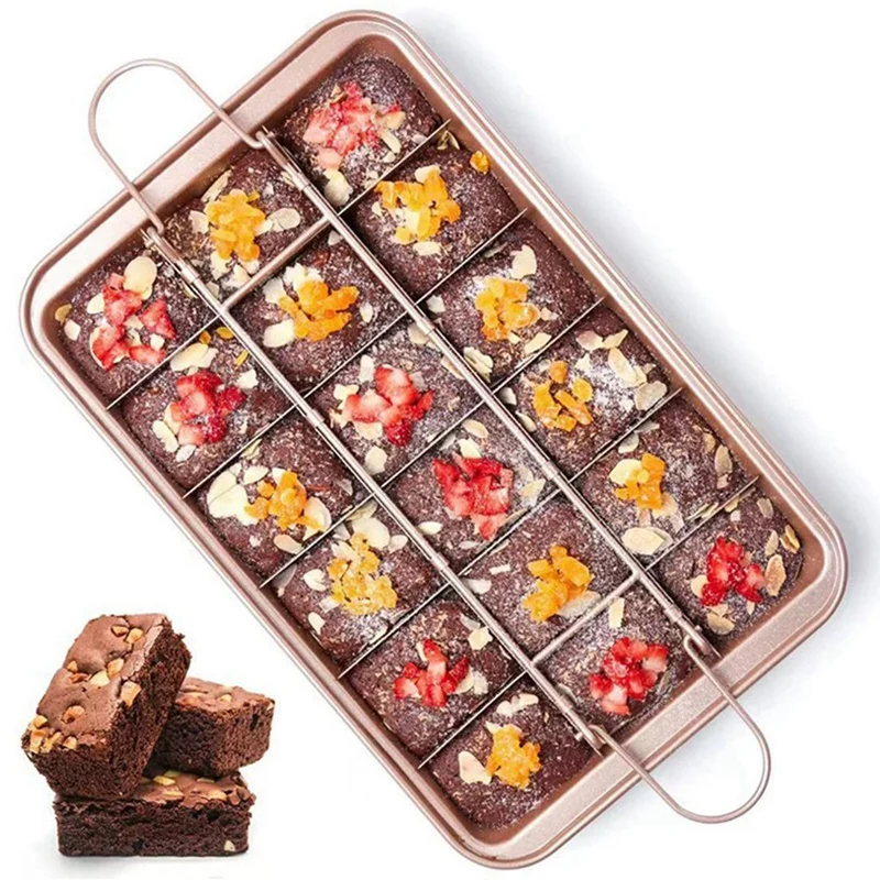 Brownie Mold For Baking Live-Bottom Solid Non-Stick Coating Thicken Bakeware Tools All For Baking