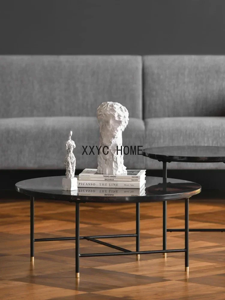 Imported Modern Simple Nordic Marble Surface round Side Table Tea Table Combination