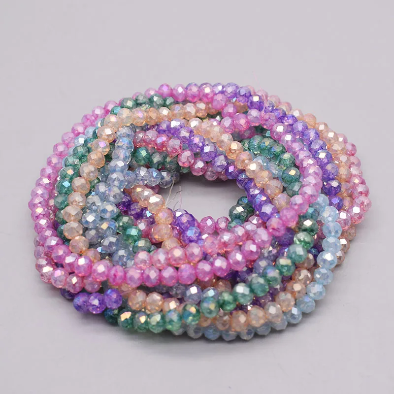 6mm 82pcs/lot Rondell Faceted Crystal Glass Beads Red Rose Loose Space Beads for Jewelry Making DIY Candy Color Bracelet