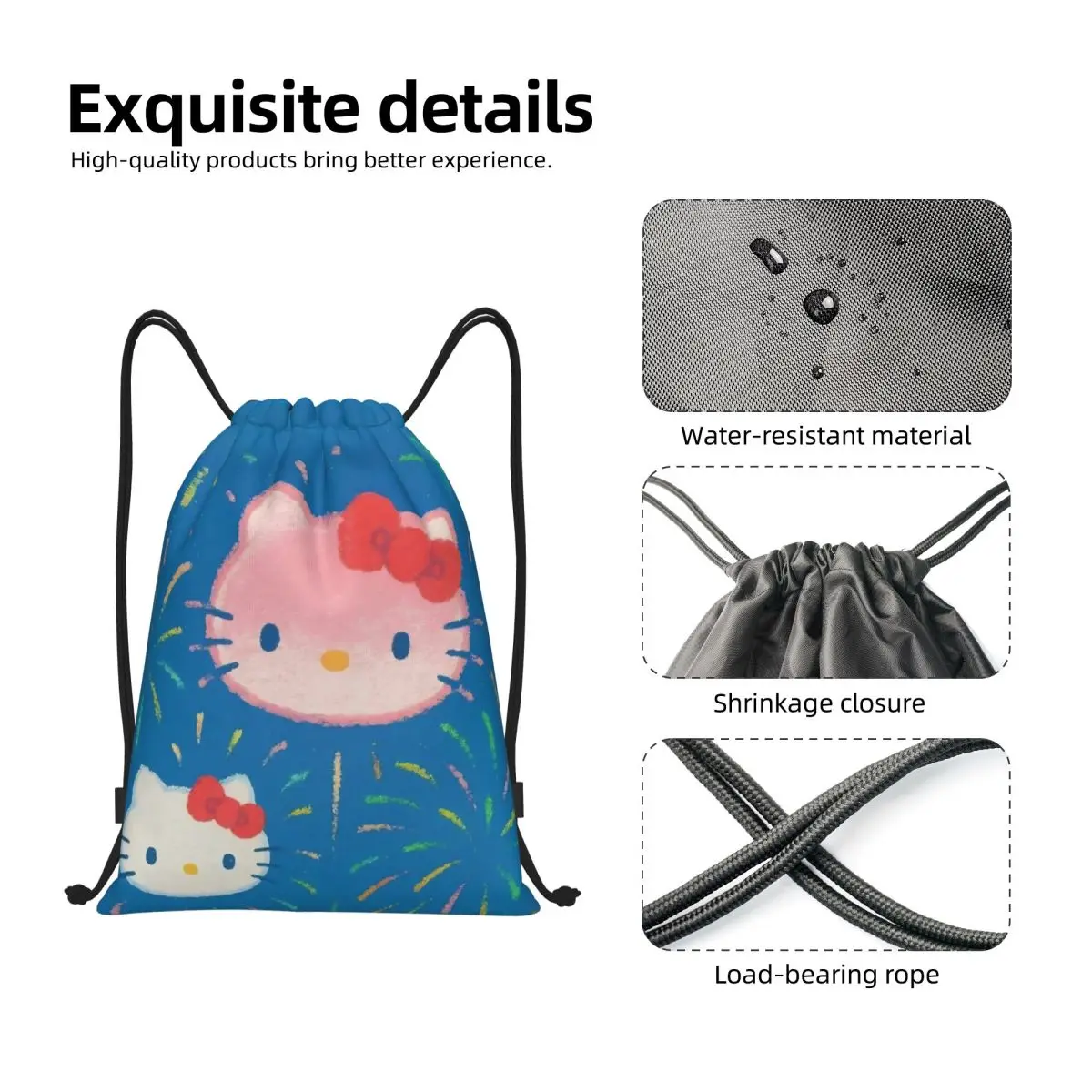 مرحبا كيتي الكرتون الرباط أكياس الرياضة على ظهره الصالة الرياضية Sackpack سلسلة أكياس لركوب الدراجات #3