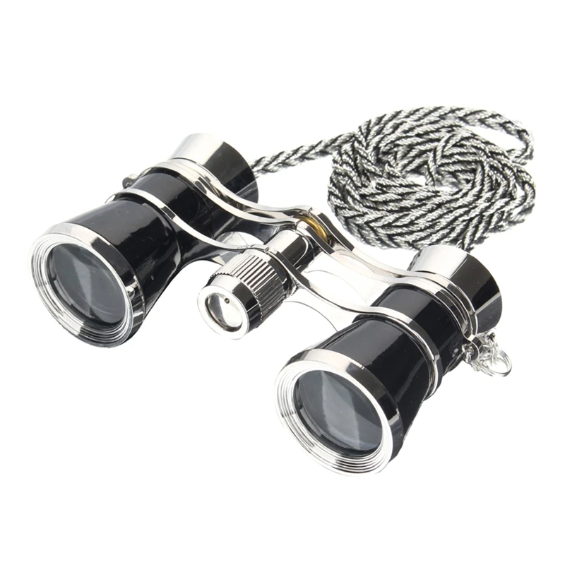 Foldable Glasses Binoculars Metal Body with Chain Optical Lens Theater Retro Design Women Dropshipping