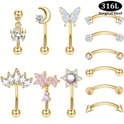 Drperfect 1pc gioielli Piercing Rook in acciaio inossidabile anello per labbra cartilagine Daith Surface Tragus Piercing gioielli anelli per sopracciglia