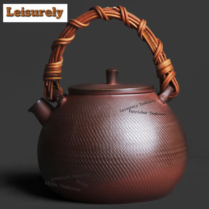 

1200ml Purple Clay Old Rock Mud Lifting Handle Boiling Water Kettle Large Capacity Tea Maker Pot Healthy Tea Kettle Tea Services
