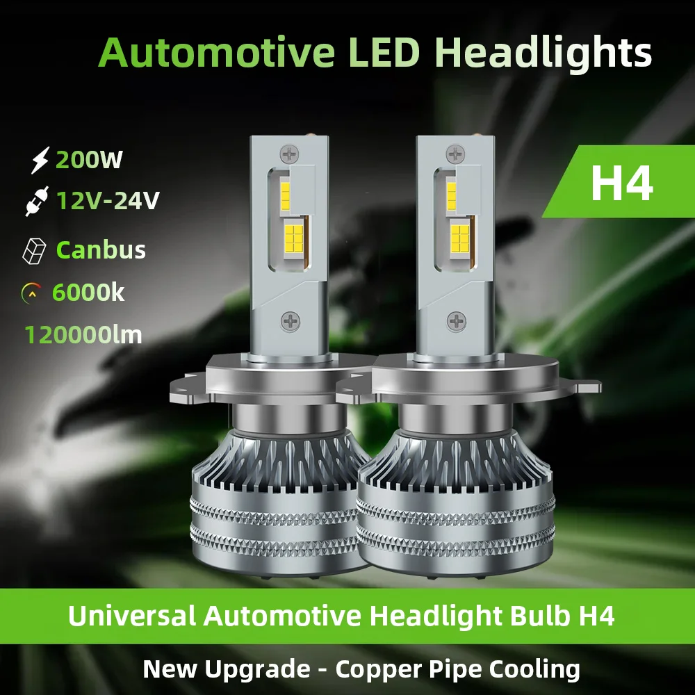 h7led Canbus 200 واط H4 Led أضواء H1 H7 H3 H11 9005 HB3 9006 HB4 H8 Led المصابيح الأمامية لمبات النحاس أنبوب توربو 6000 كيلو 120000 لم 12 فولت 24 فولت #2