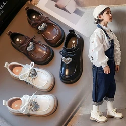 Scarpe in pelle per ragazzi e ragazze scarpe per bambini nere solide primavera autunno scarpe da scuola Casual per bambini scarpe per bambini in stile britannico per lo spettacolo caldo