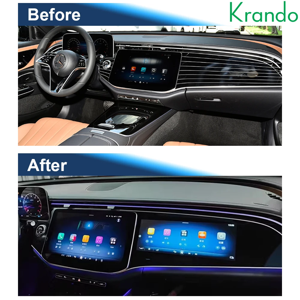 Krando 12.3'' Android Passenger Screen For Mercedes-Benz E W214 E260 E300 2024-2025 Car Radio Wireless Carplay GPS Navigation