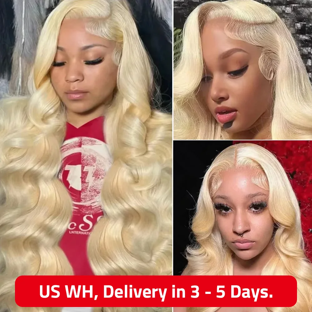 36 Inch HD Transparent Blonde Body Wave 13x6 Lace Front Human Hair Wigs Honey Colored Lace Frontal PrePlucked #613 Closure Wig