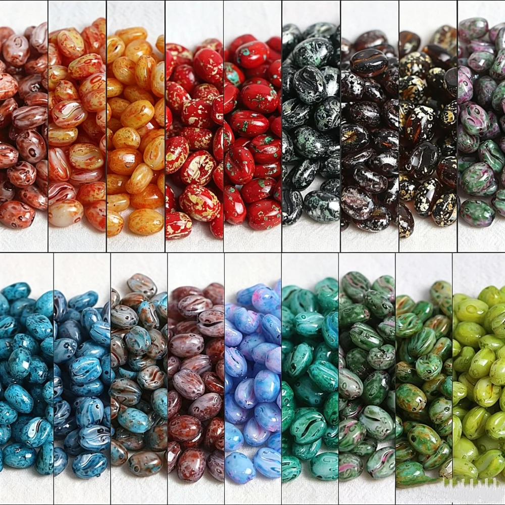 High Quality 8x10mm Picasso Coffee Bean Glass Rice Beads Scattered Beads Handmade DIY Bracelet Necklace Accessories