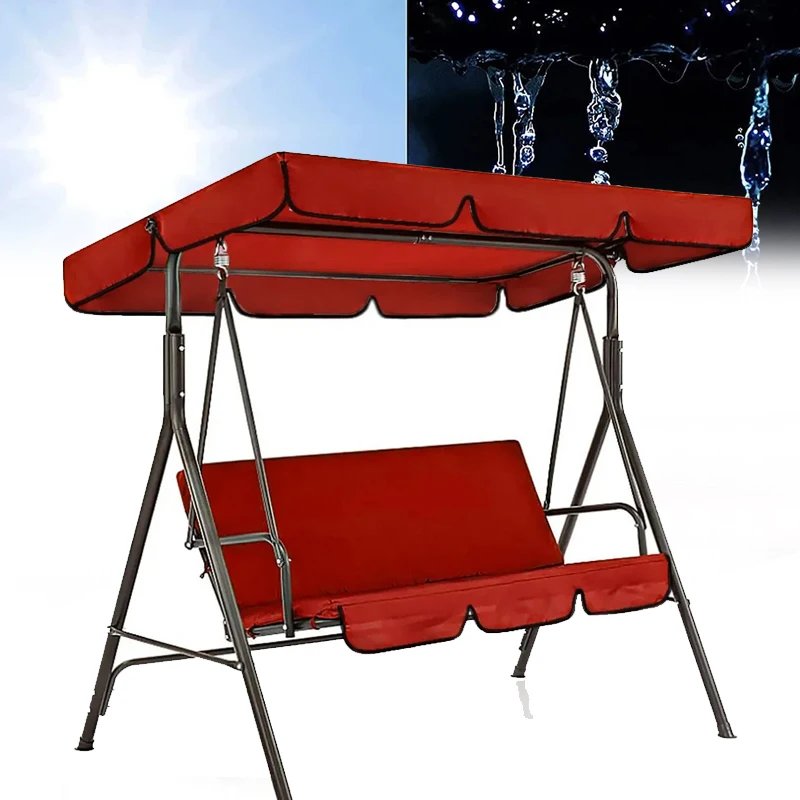 

Waterproof UV Resistant Swing Cover Set 2PCS Oxford Cloth Replacement Canopy for Garden Patio Swing Bench Seat Top Awning Cover