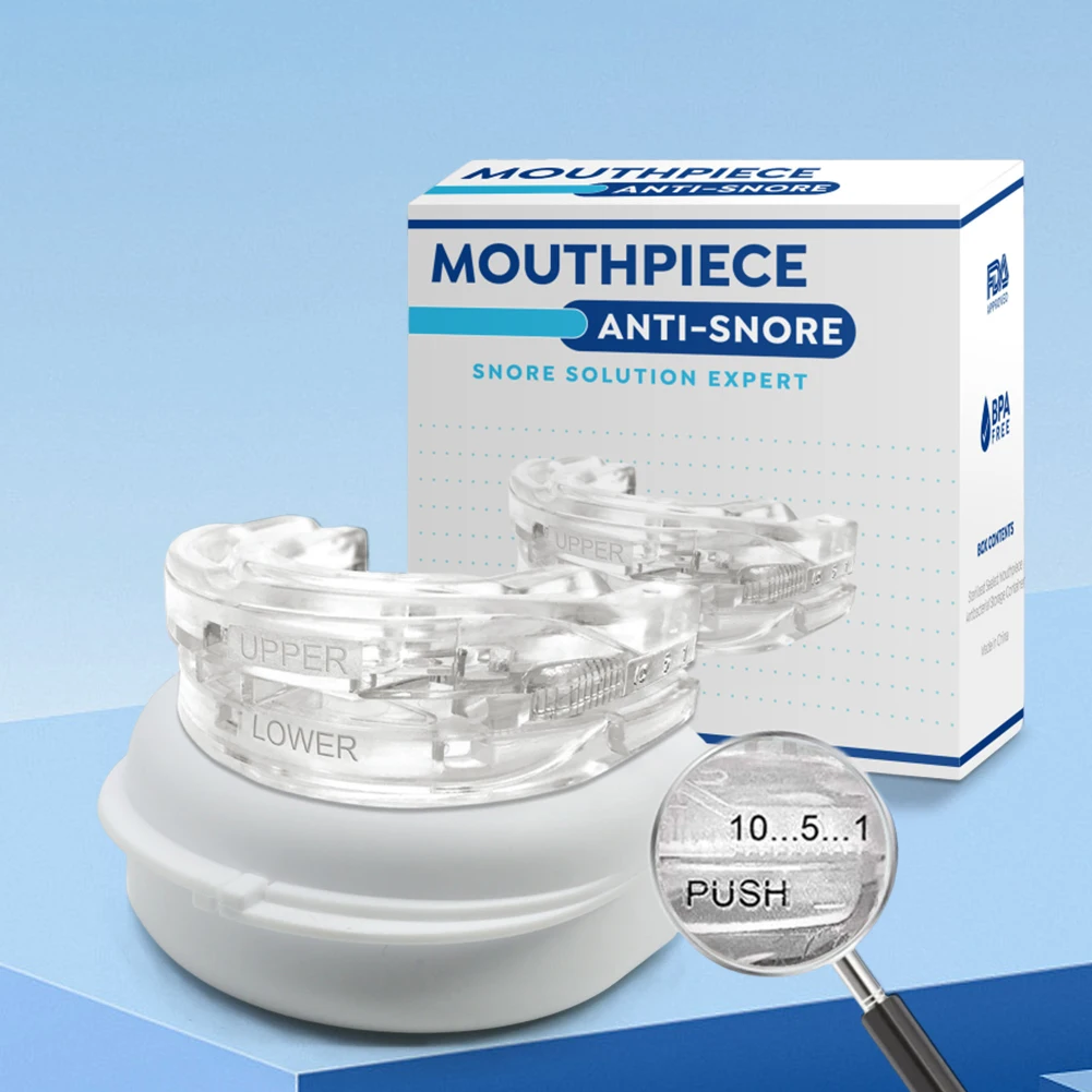 

Reusable Anti Snore Mouth Guard with Storage Box Teeth Grinding Splint Anti Snoring Mouthpiece Improve Sleep Quality