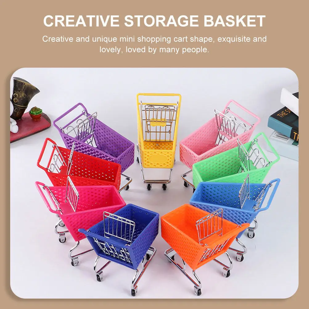 2pcs-mini-shopping-cart-storage-basket-premium-plastic-metal-desktop-organizer-creative-unique-adornment-gadget-holder