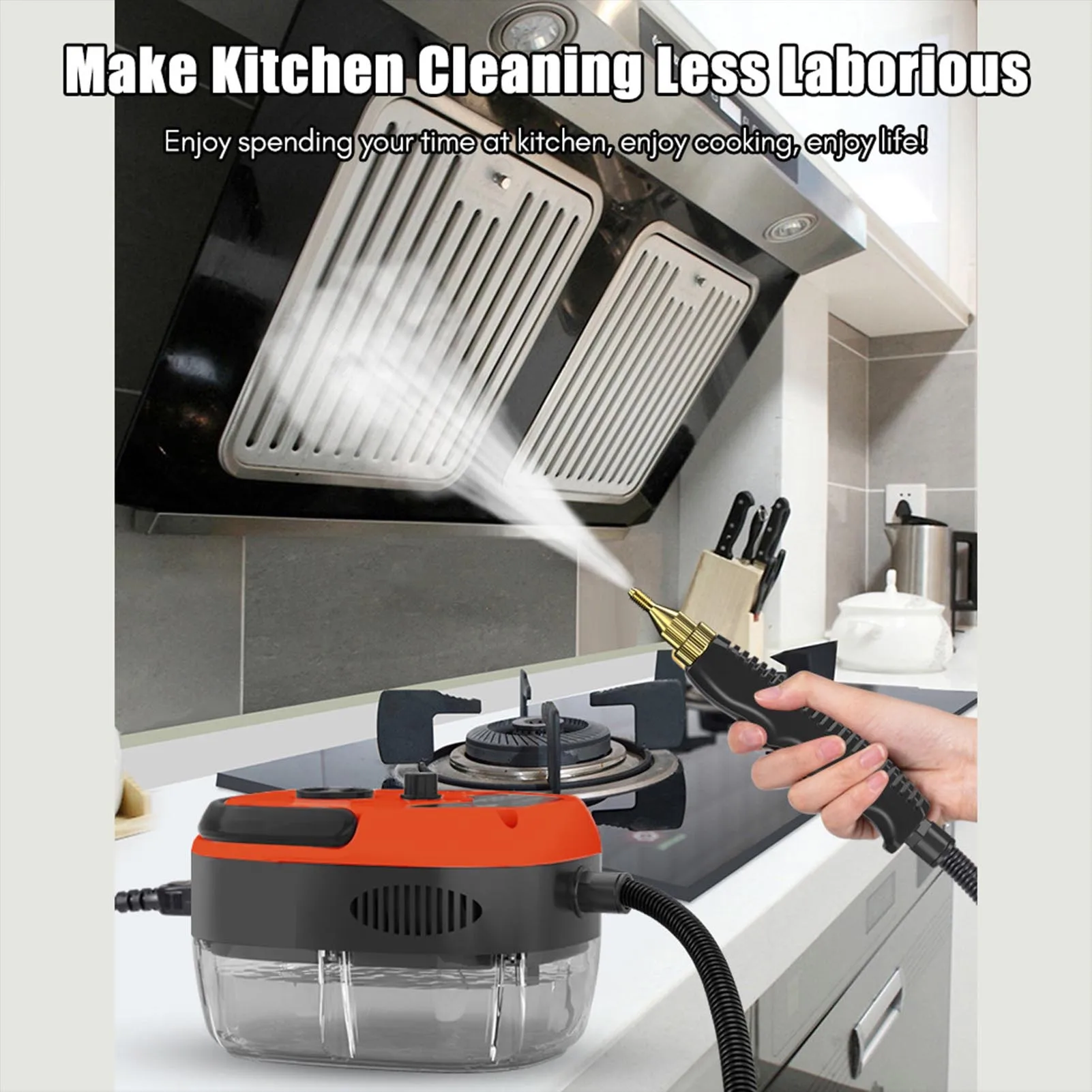 

2500W Portable Handheld Steam Cleaner High Temperature Pressurized Steam Cleaning Machine with Brush Heads for Kitchen Furniture