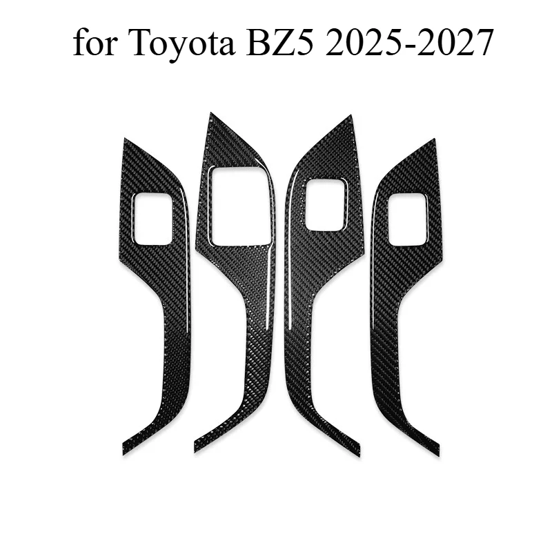 Real Soft Carbon Fiber Door Window Switch Panel Trim Stickers for Toyota BZ5 2025-2027 Interior Car Accessories