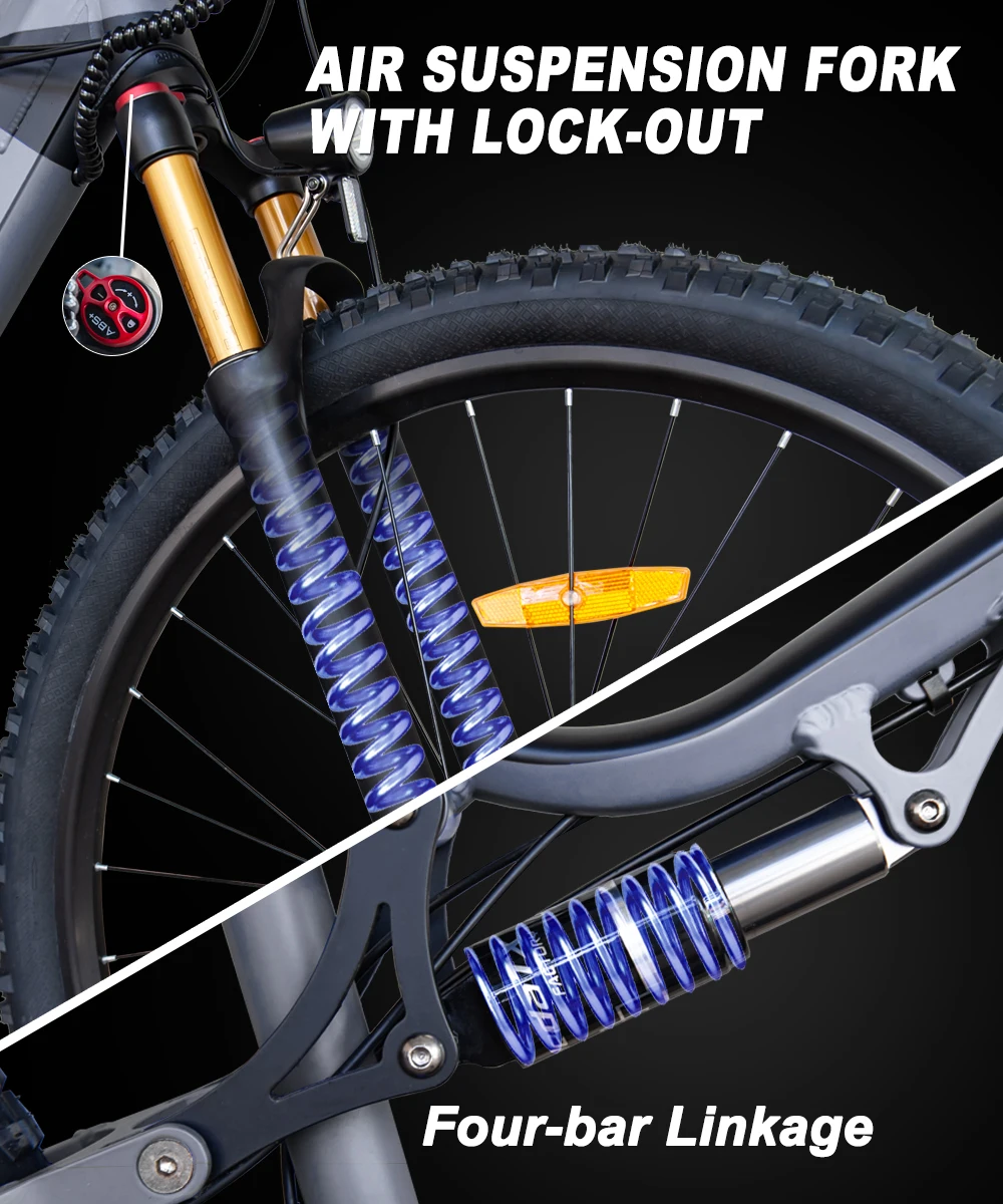 Bicicleta Eléctrica TX19 con Motor de 1000W, Batería de 48V 19.2AH, Frenos Hidráulicos Dobles, Alcance Máximo de 35-50KM, Neumáticos de 29”, 27 Velocidades, Bicicleta Eléctrica de Montaña