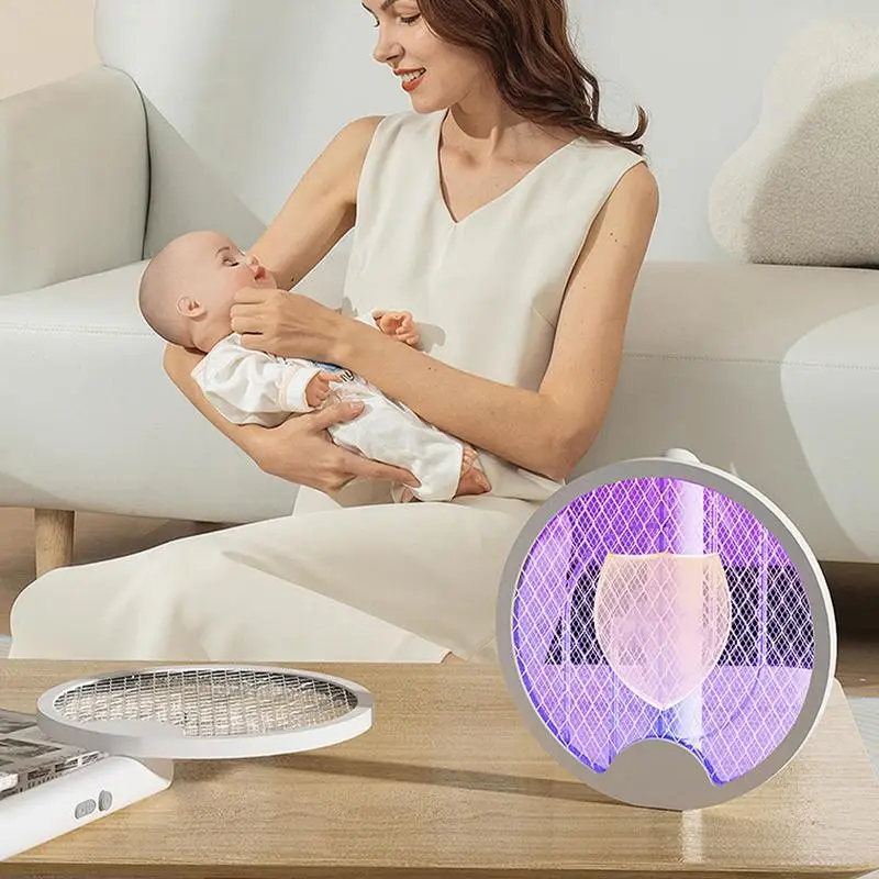 

Fly Swatter Electric Type-C Rechargeable Fly Zapper Racket Handheld Foldable Flying Catcher Portable Control Trap Lamp For