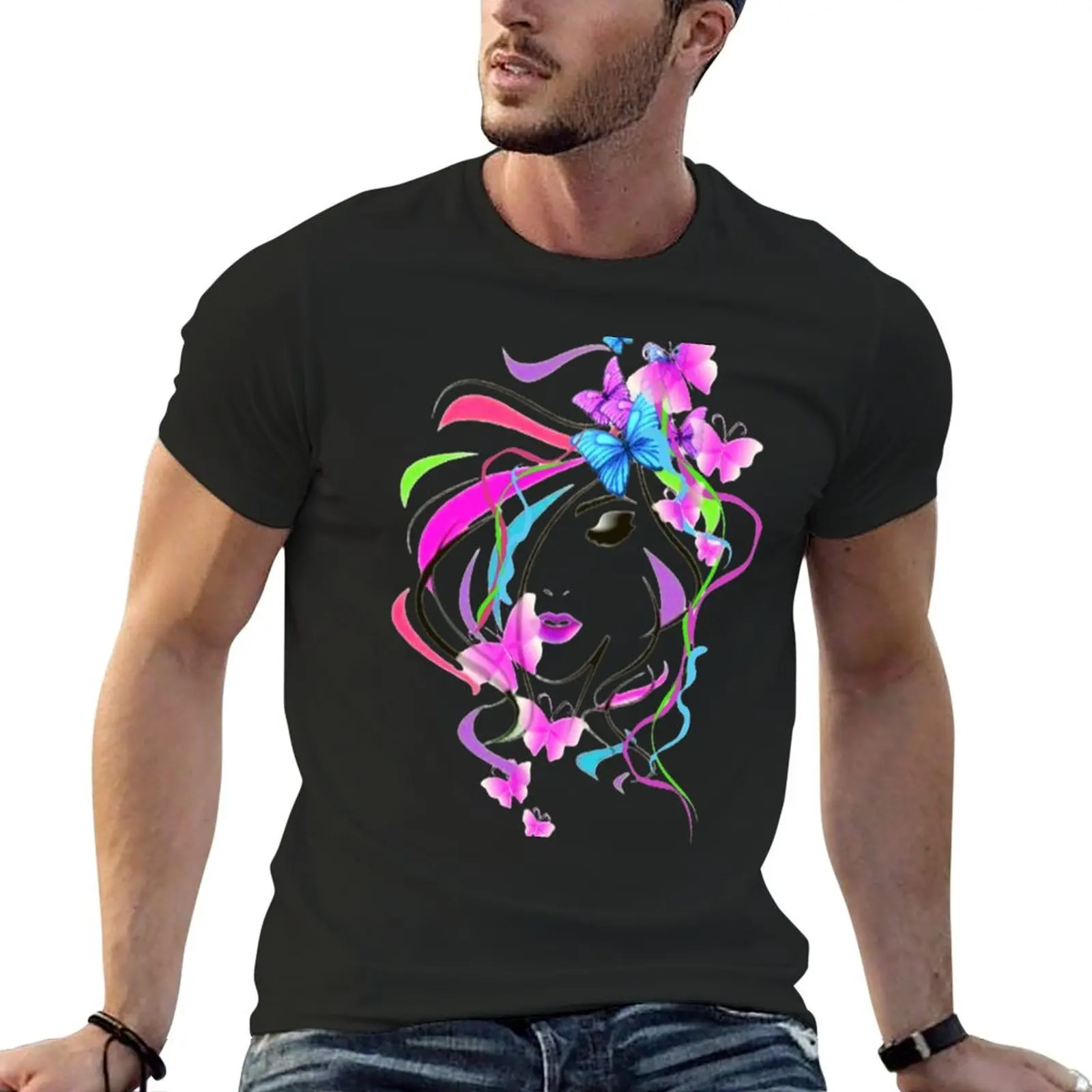 Butterfly Lady, Bohemian design, Abstraction, bold colorful abstract playful design inspired by nature T-Shirt