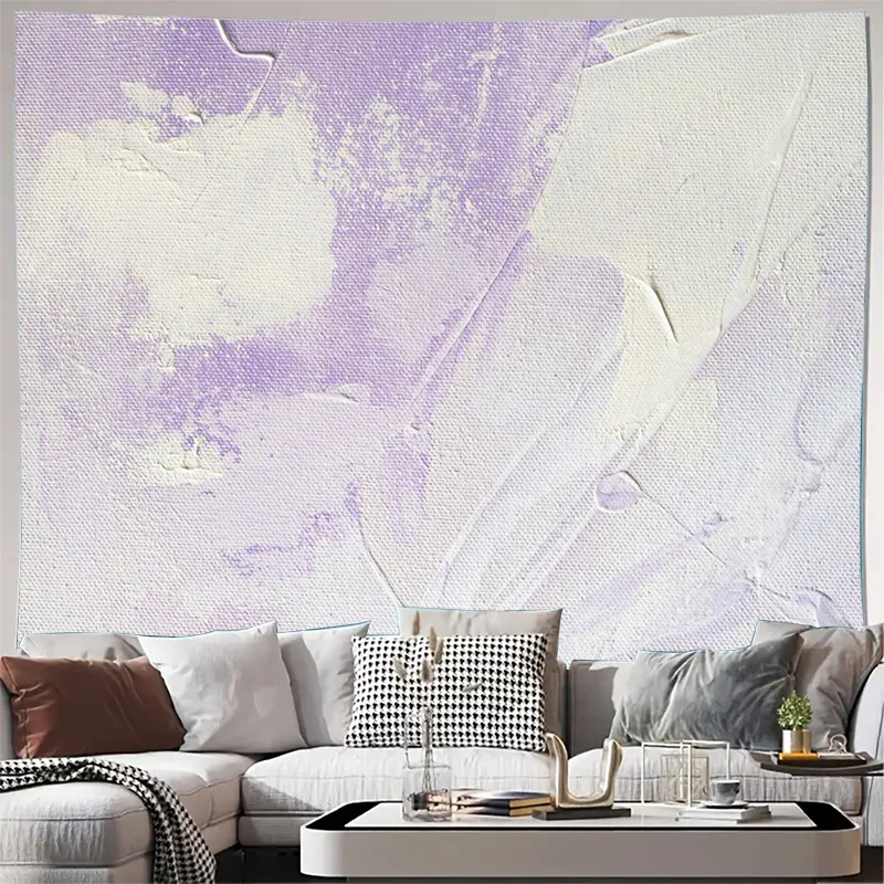 Oversized Abstract Purple Lilac Tapestry Wall Hanging Boho Decor Art Print Canvas Poster for Modern Bedroom Living Room Home Dec