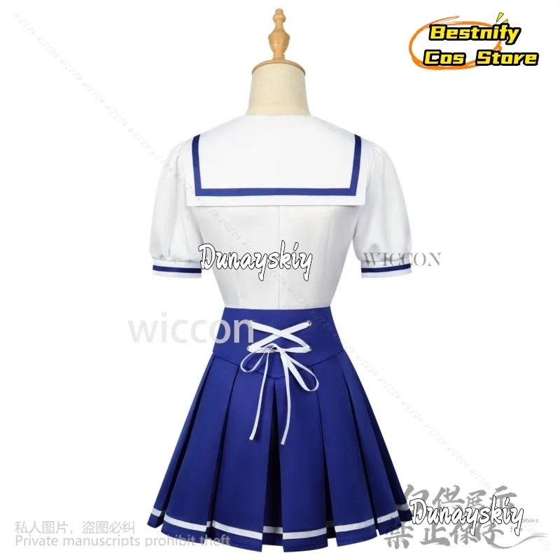 CosplayHoshimiya Ichigo تأثيري Aikatsu! JK زي مدرسي الصيف الأزرق فستان لوليتا أنيمي Jirai Kei الفتيات الباروكات ل المعبود كوس مخصص