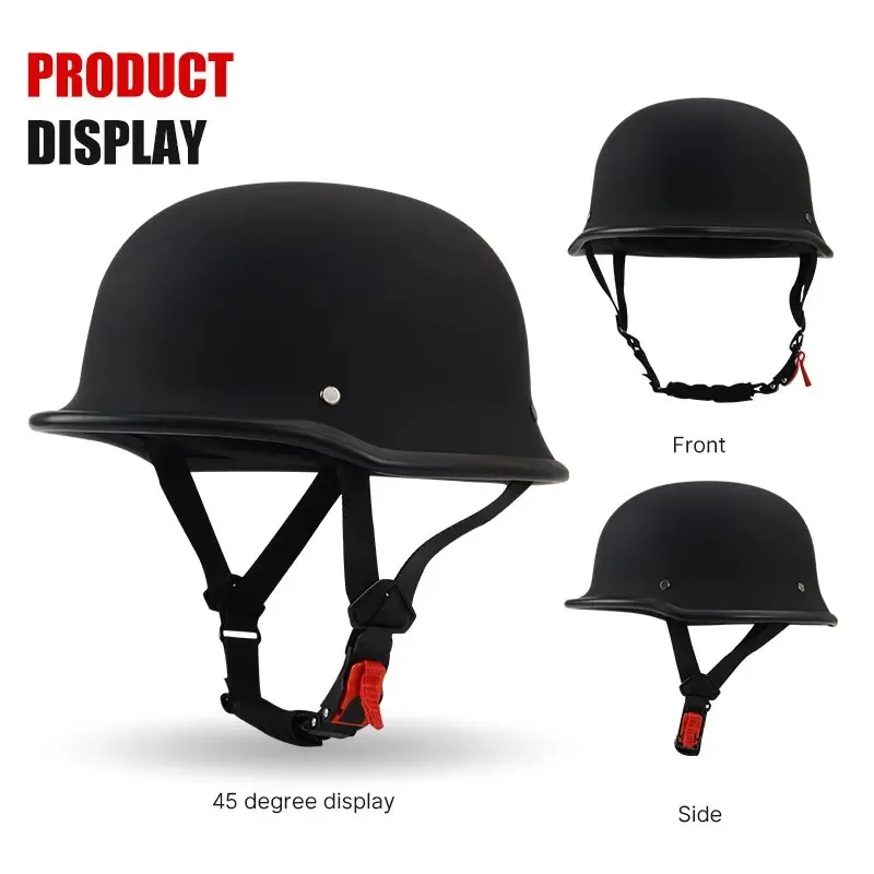 Low‑Profile German Style Matte Black Half Shell Helmet Lightweight Retro Motorbike Helmet For Summer Commute