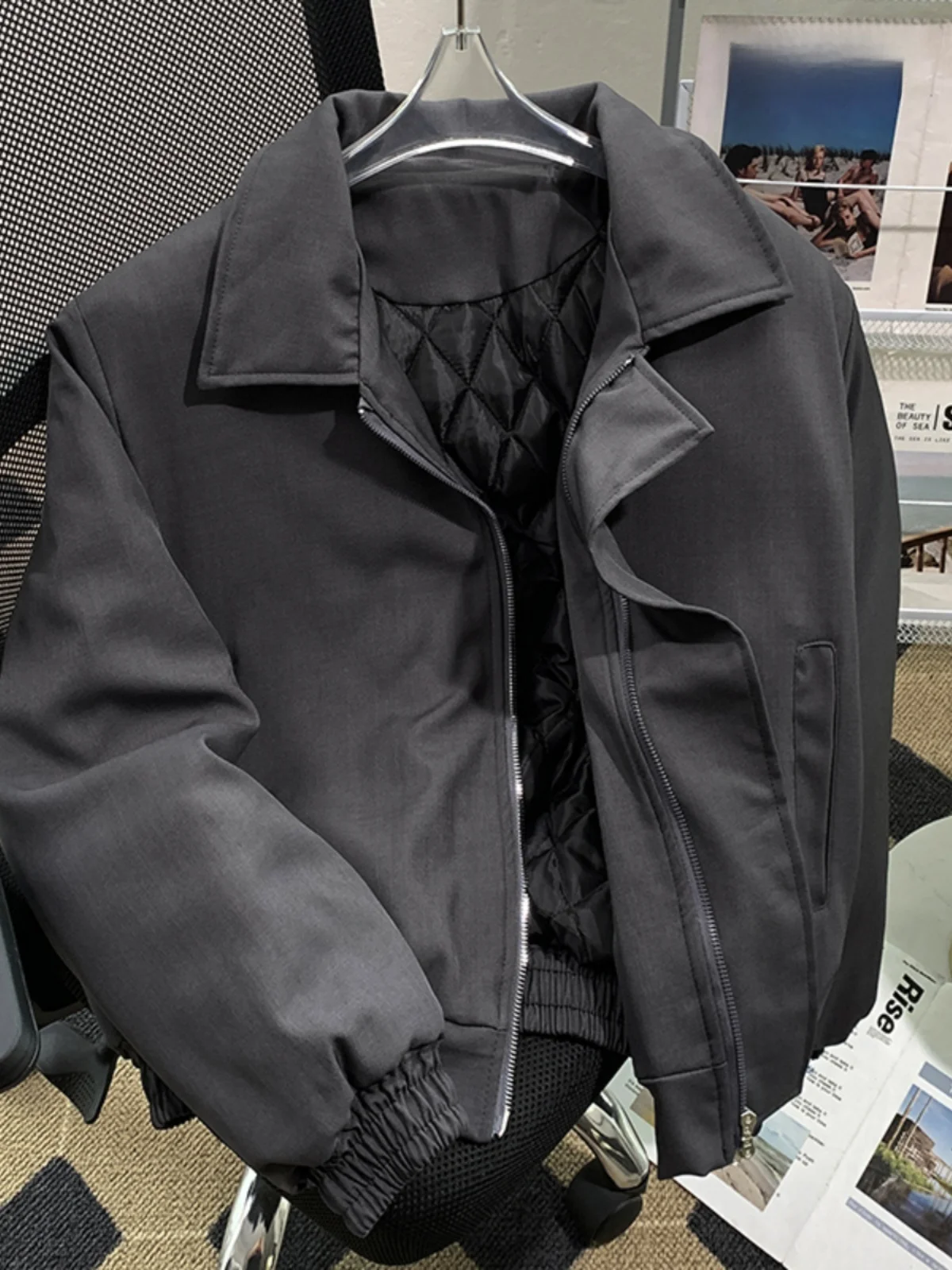 

Thiened Cotton Pad oulder Men's Suit Jaet Autumn Winter Warm Faion Loose Cotton Outerwear Youth ular Long Sve Z...