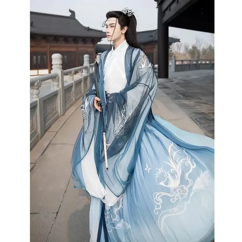 

Hanfu Мужская традиционная китайская одежда Мужская одежда Hanbok Han Fu Косплей Костюм Древние восточные китайские наряды для мальчиков на сцене