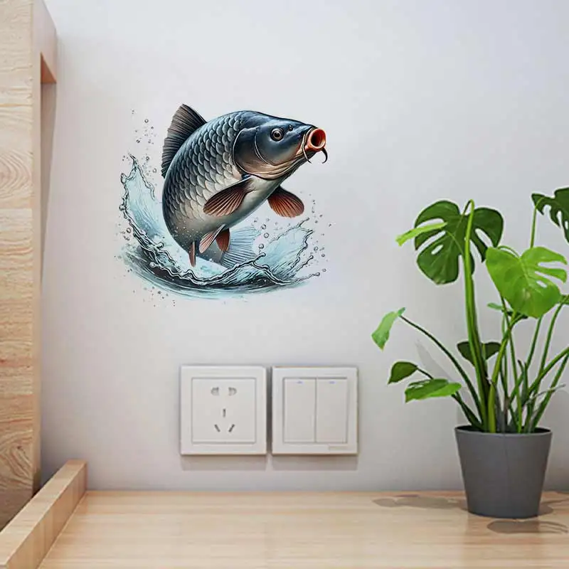 Stunning Carp Fish Wall Sticker Bathroom Toilet Decor Living Room Cabinet Refrigerator Home Decoration Decals Stickers S539