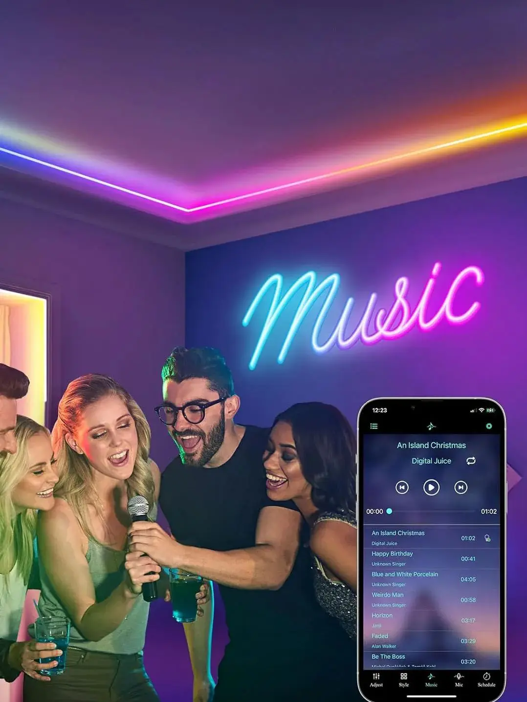 Outdoor decorative waterproof billboard lighted LED strip,RGB neon rope lights,cordless controller,application program control