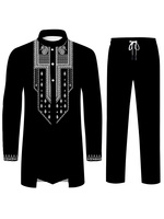 Muslim Culture Men's Fashion Casual Suit Elegant 3D Printed Pattern Middle East Islamic Dress Loose Breathable Clothing