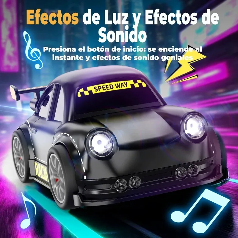 1:64 2.4G Cool RC Mini Induction Cars with Light and Music Sensor-Remote Control Multifunctional Racing Outdoor Fun Car Toys