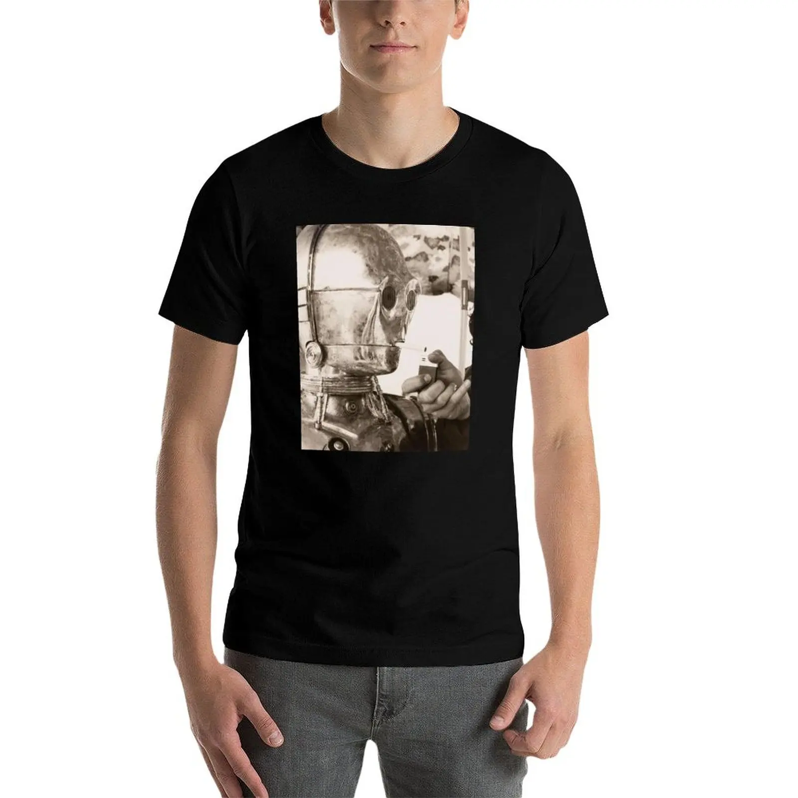 

C-3PO smoking a cigarette T-Shirt t shirt men 100% cotton luxury brand man graphic t shirt t shirts for man slim fit T-Shirt